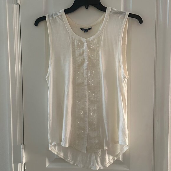American Eagle Outfitters Womens Sleeveless Ivory Top With Sequin Detail M - Picture 1 of 5